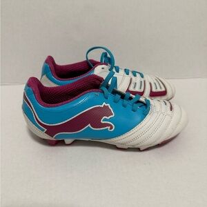Puma PWR-C 3.12 Cleats White Pink Blue Women’s Soccer Size 6.5 CM 23